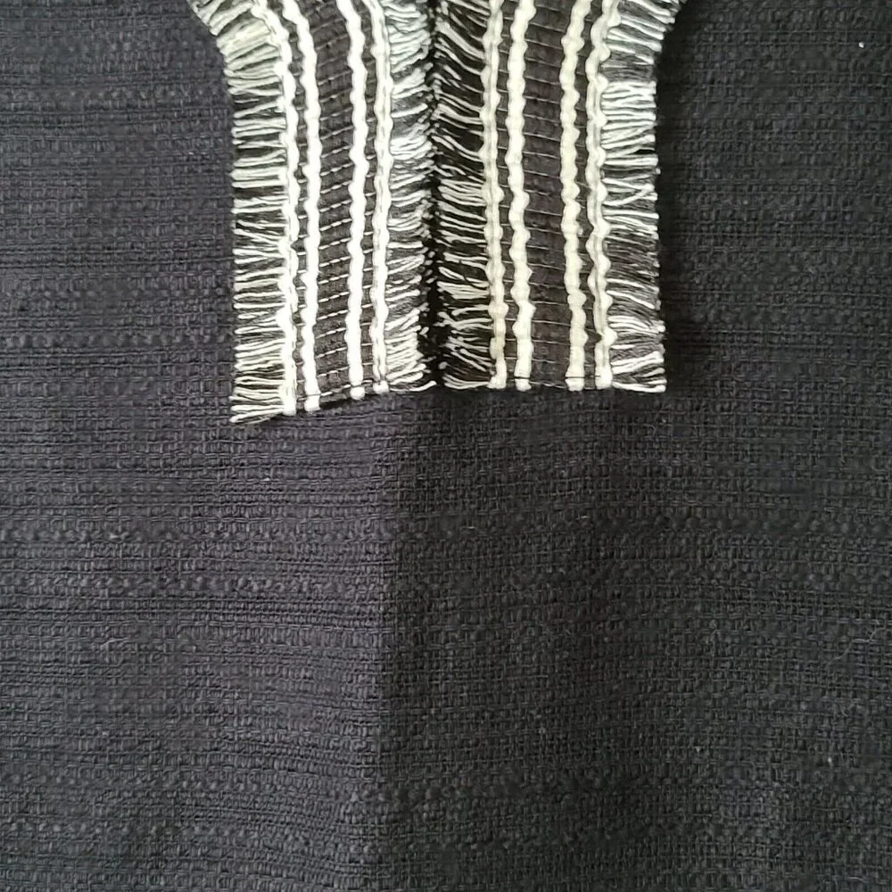 Talbots Plus Petite V Neck Shift Dress 22WP Black Fringe Sleeveless Lined NWT - Picture 6 of 10